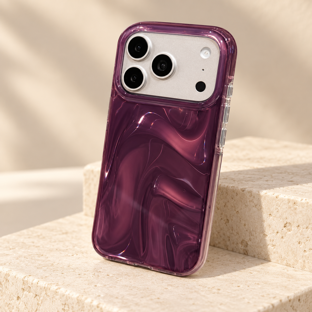 Plum Swirl Glossy iPhone Case — Plum, right angle