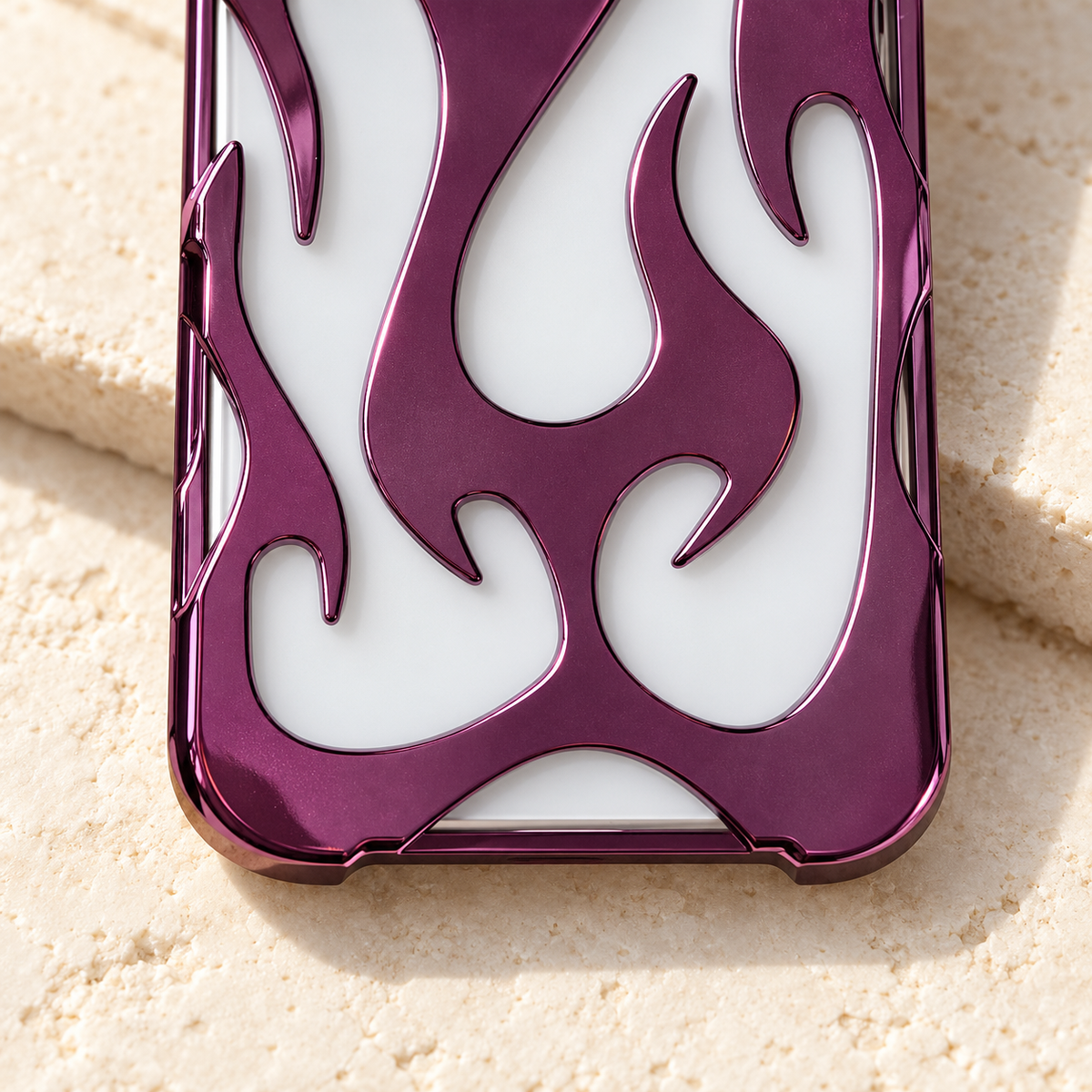Flame Contrast iPhone Case in Metallic and Black Finishes — Purple, detail