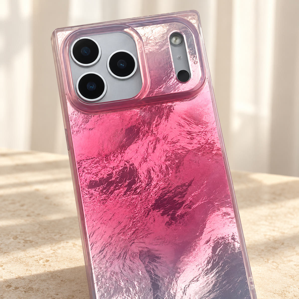 Radiant Wave upper-back detail showing the pink reflective pattern below the camera