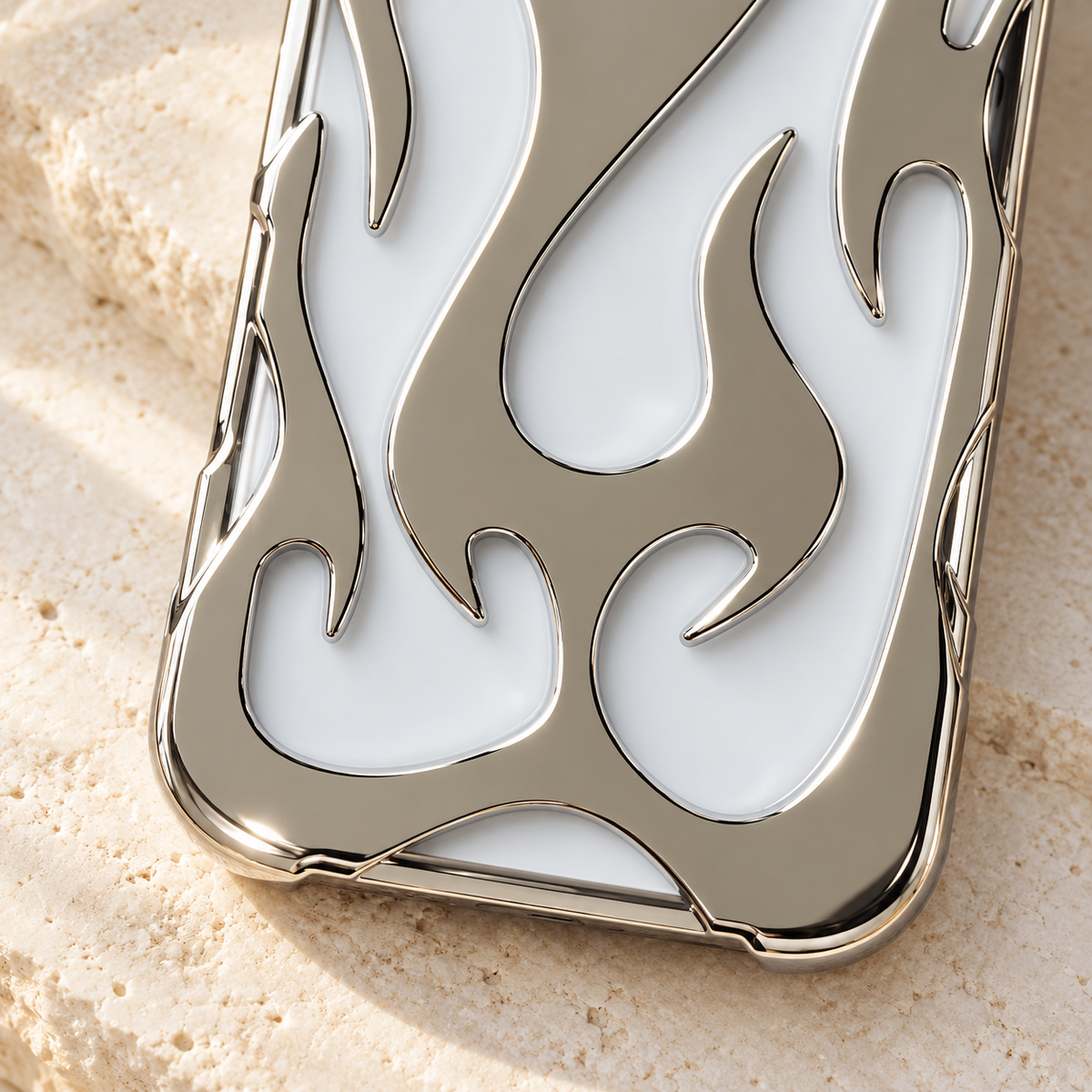 Flame Contrast iPhone Case in Metallic and Black Finishes — Silver, detail