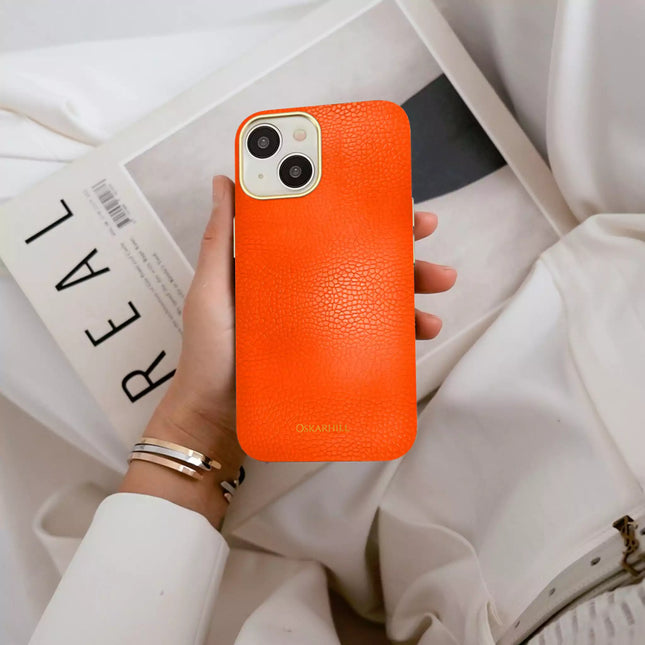 iPhone 13 Elite Leather MagSafe Compatible Reddish Orange